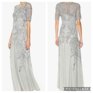 Adrianna Papell beaded floral elbow length long dress